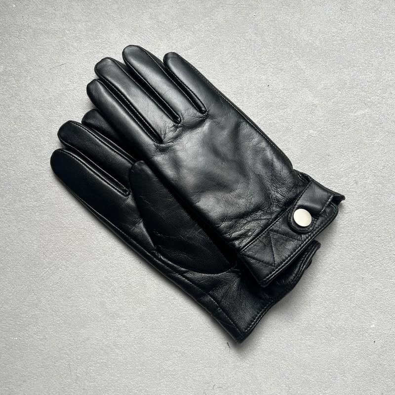Unisex Goatskin Leather Gloves Wool Lined Touchscreen Winter Warm Motorcycle