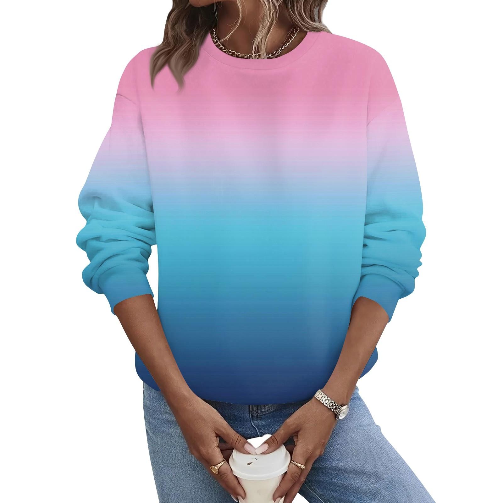 

Женская осенне-зимняя повседневная толстовка с круглым вырезом и длинным рукавом с принтом S синий