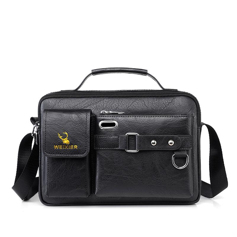 WEIXIER Fashion Men s Shoulder Bag Portable PU Leather Handbag Business Briefcase Travel Man Crossbody Bags Brand Qualit Men Bag