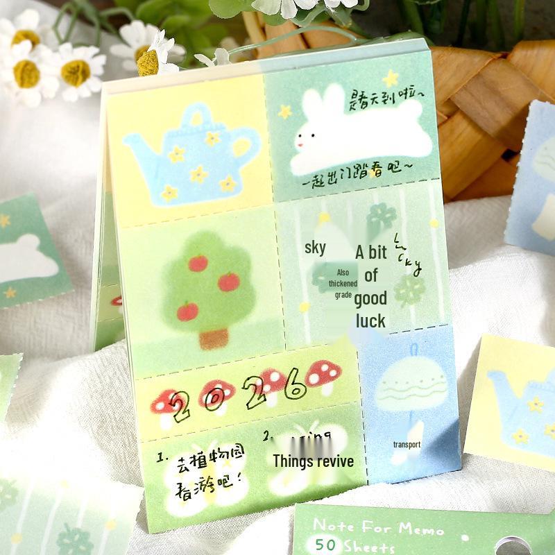 Patchwork Sticky Notes: Korean Style Little Diary, Tearable Student Reminder & Journal Material.