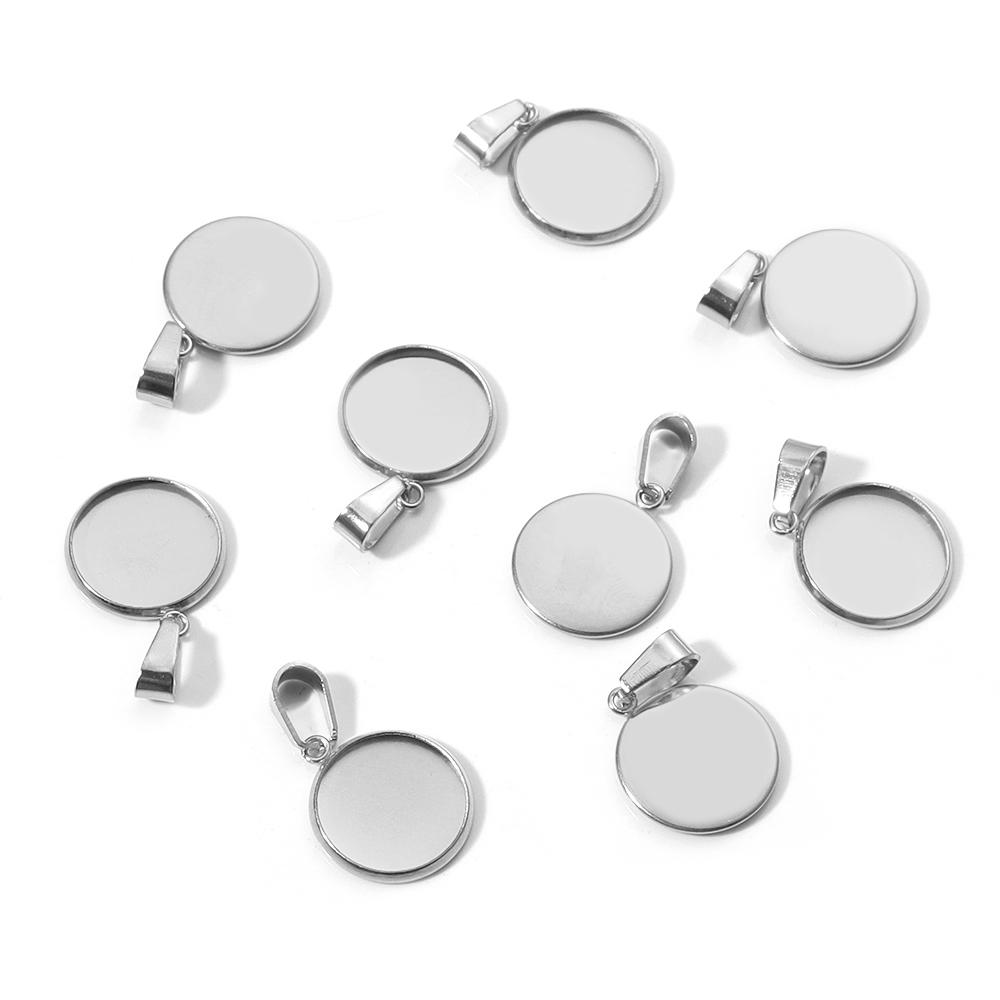 5-10pcs 6-30mm Stainless Steel Round Cabochon Base Tray Blank Cabochon Base Setting Charms Pendant For Jewelry Making Supplies