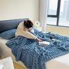 Simplicity Solid Color Thick Wide Strip Multifunctional Blanket Autumn Winter Flannel Bedroom Warm Blanket Leisure Time Blanket
