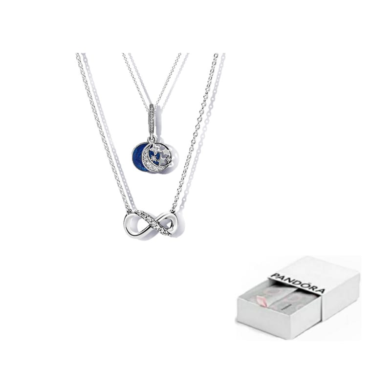 Pandora 925 Sterling Silver, Synthetic Cubic Zirconia Enamel Necklaces Women's TZ0072
