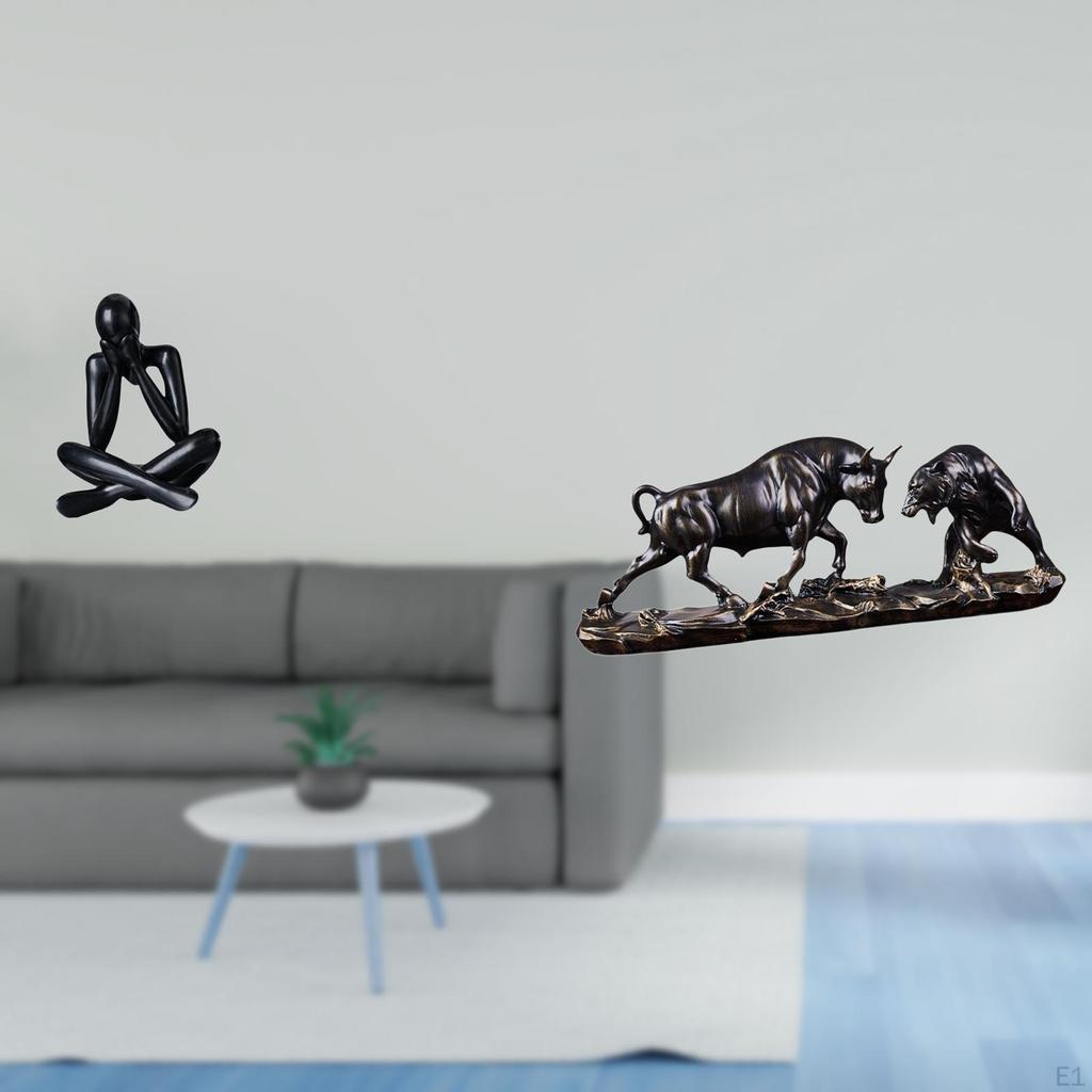 Modern Abstract Cow Sculpture Decorative Figurine Collectible Artwork for Living Room Desk Bookshelf
