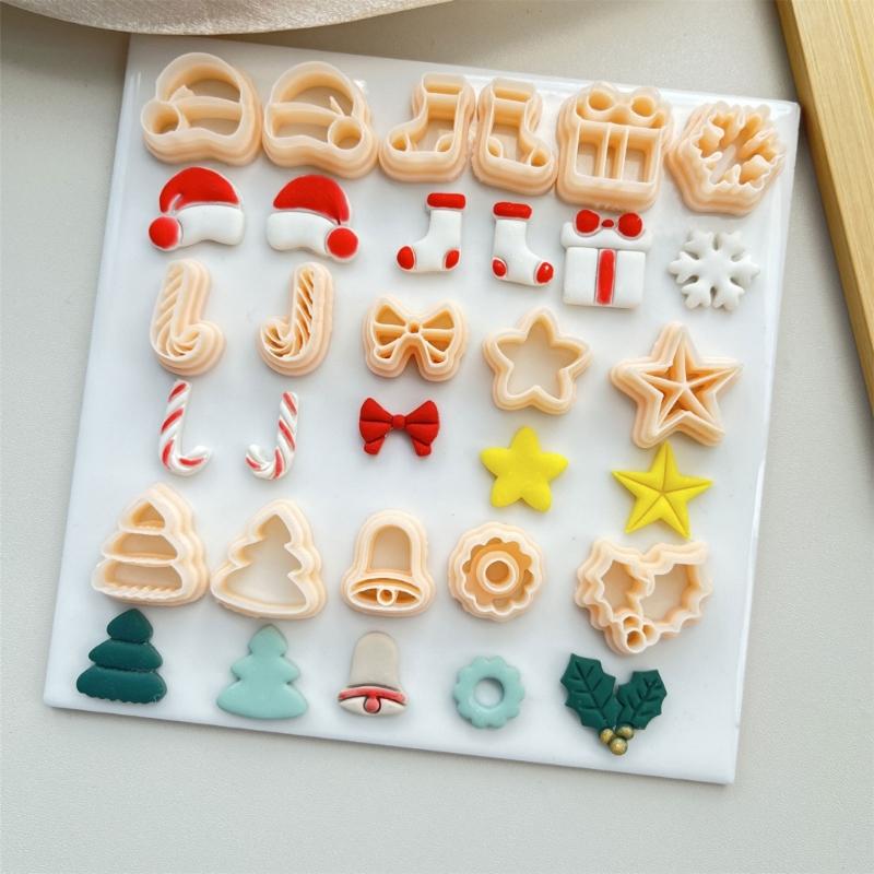 Christmas Tree Clay Cutter Christmas Clay Cutter Bows Clay Cutting Molds Easy To Use Clay Earring Cutter for Women Girls