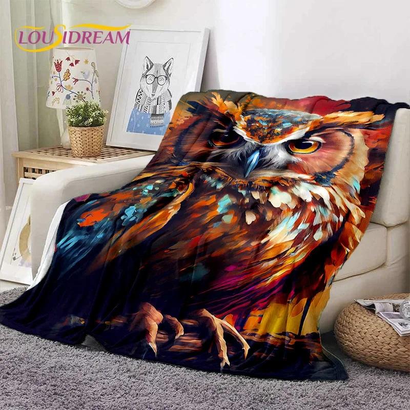 3D Cute Owl Eagle Birds Cartoon Soft Flannel Blanket for Beds Bedroom Sofa Picnic,Throw Blanket for Cover Outdoors Leisure Gift