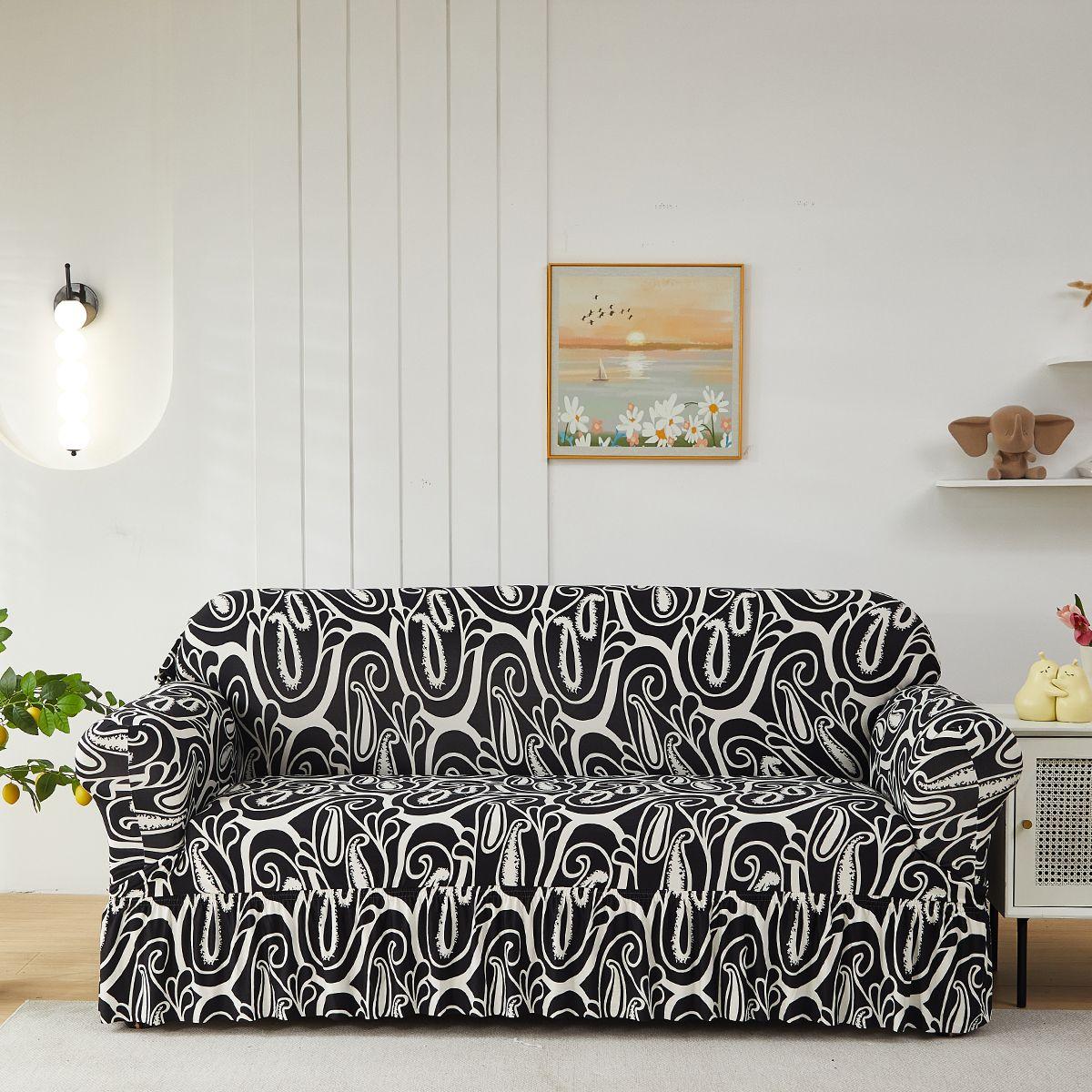 

Класичний еластичний чохол для дивана зі спідницею. Чохол для дивана з еластичним дном, сумісний із кріслом, двомісним диваном, 3-місний та 4-місний диван 90-140cm