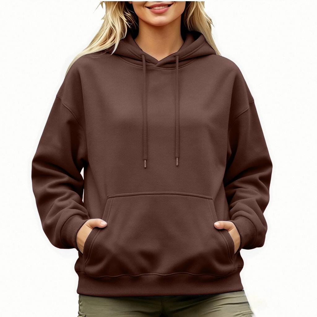 Felpa con cappuccio oversize da donna a spalle scese, manica lunga, per l'autunno