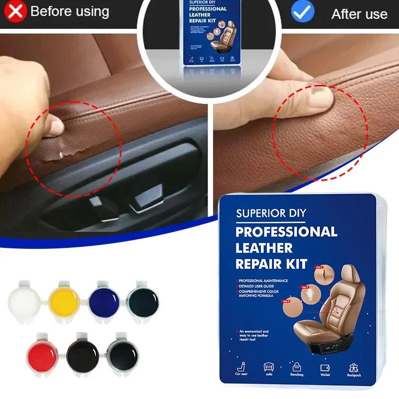 Professional Liquid Leather Repair Kit for Car Seats Sofas Fixing Scratches Cracks Holes Complete Restoration Solution