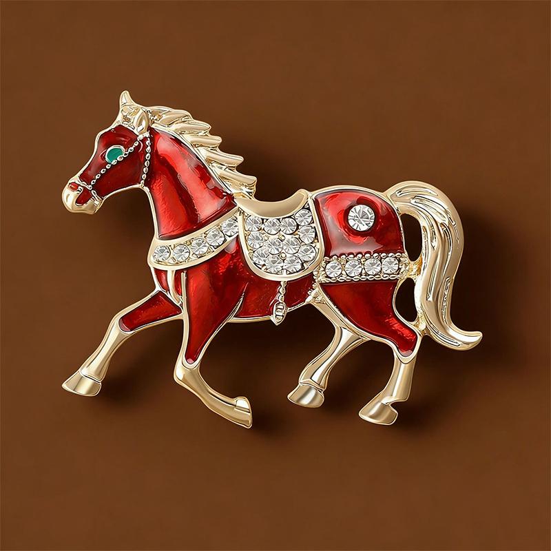 Luxury Strong Horse Brooches For Women Unisex 4-Color Elegant Enamel Animal Year Of The Horse Brooch Pins Gifts