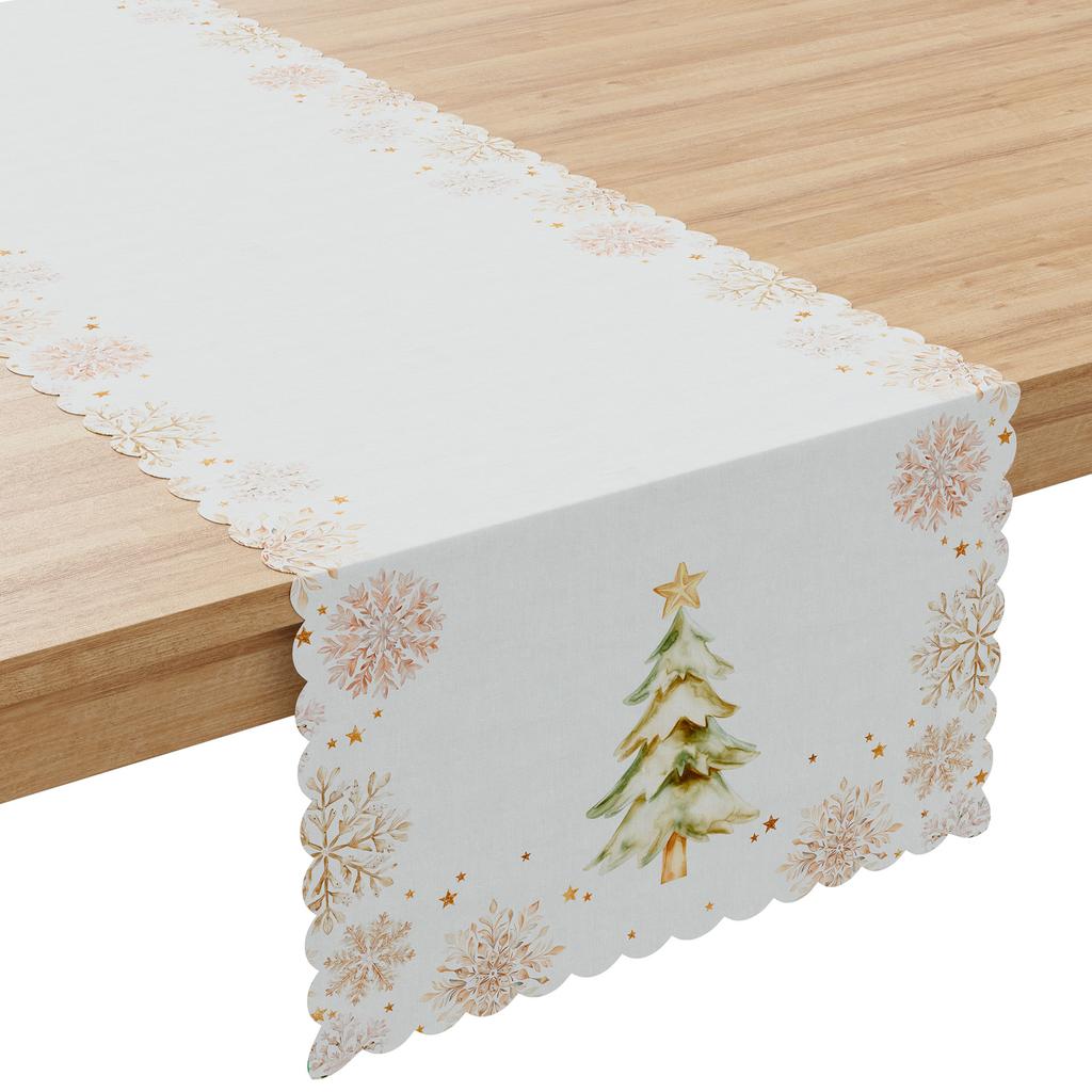 Christmas Trees - Waterproof Table Runner - 38X140 - White