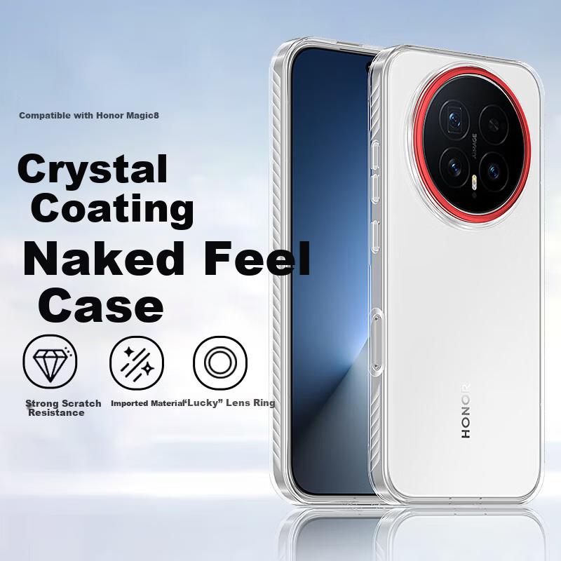 PureColor Full-Coverage Shockproof Ultra-Thin Transparent Case for Honor Magic8, Minimalist Lens Protection, Unisex
