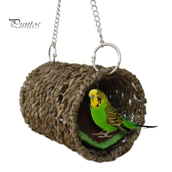 Sleepingnest Winter Warm Natural Grass Tunnel Hammock Bed with Mat for Sleeping Bird Tunnelcage
