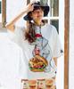 [go Slow Caravan] 341963 DOMDOM×gsc Miso Peach Chicken Burger Elephant BIG TEE White L