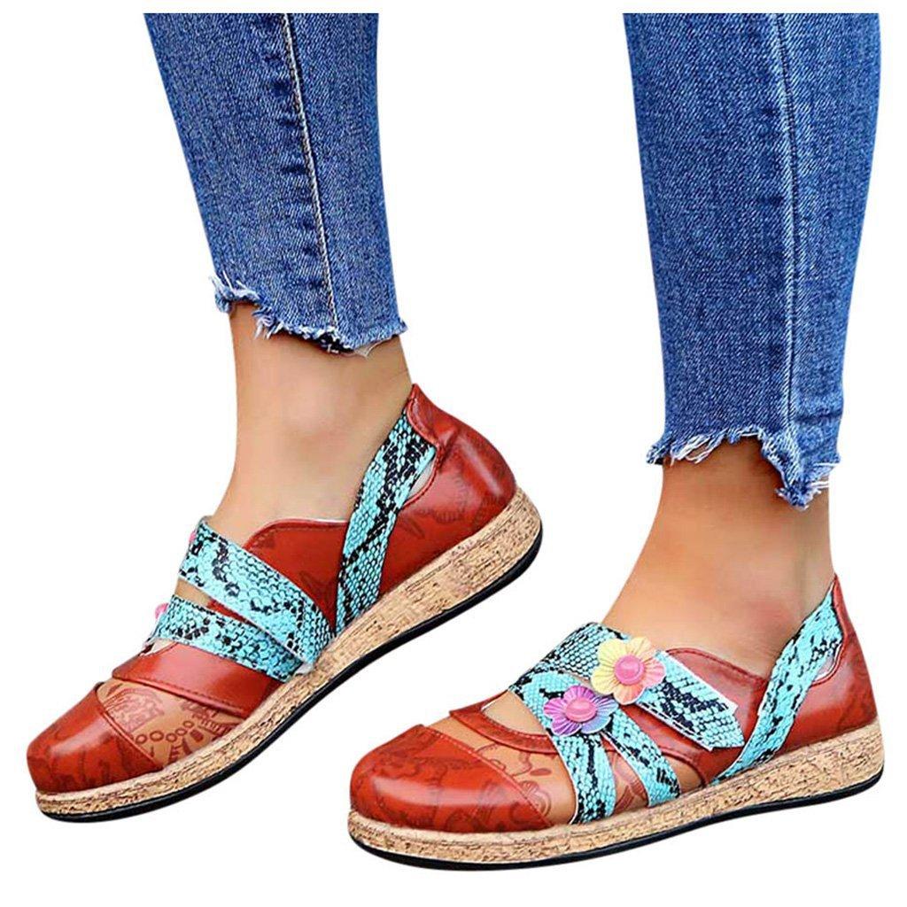 2025 Spring and Autumn Ethnic Style Flower Women's Shoes Color Matching Hollow Flat Bottom Single Shoes Size Size 31-44