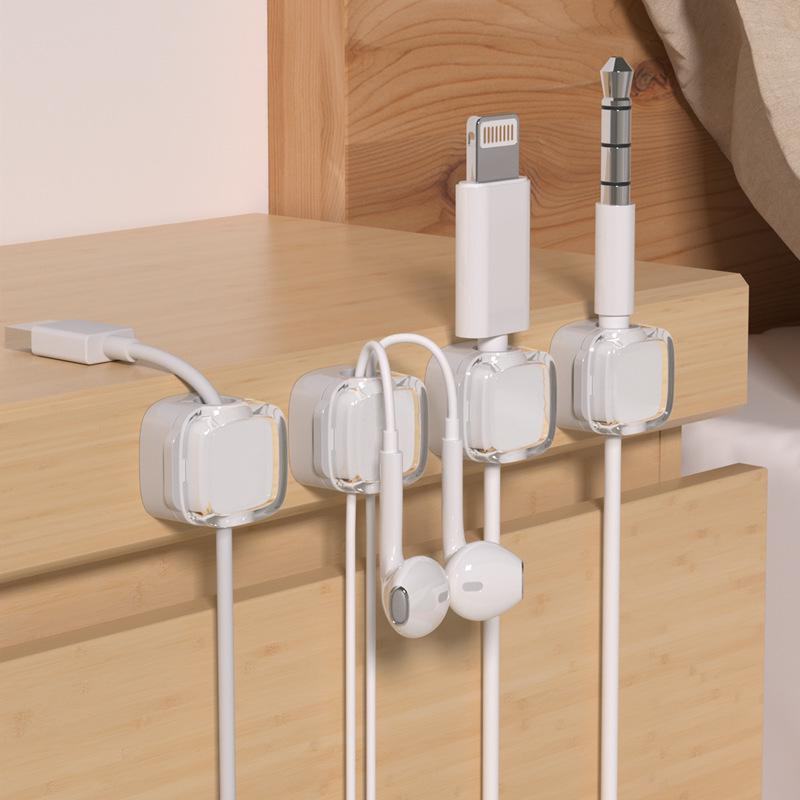 Transparent Magnetic Cable Organizer - Desktop Charging Cable Holder & Plug Hook