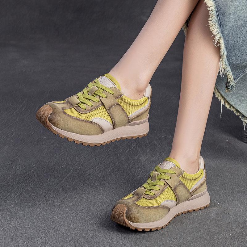 summer new breathable mesh dad shoes color matching flat comfortable single shoes niche trendy women's shoes