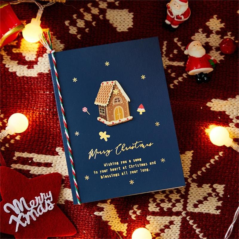 5pcs Creative Merry Christmas Greeting Cards Kid Cartoon Blessing Christmas Card New Year Postcard Gift Christmas Decor