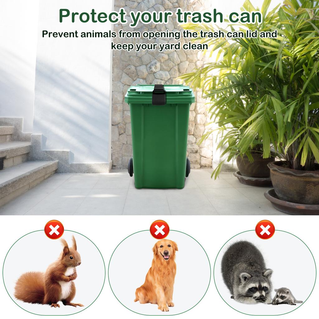 Trash Can Lid Lock  Garbage Strap Adjustable 76-130mm Outdoor Proof Trash Can Strap For Preventing Animals Squirrels Dogs Bears