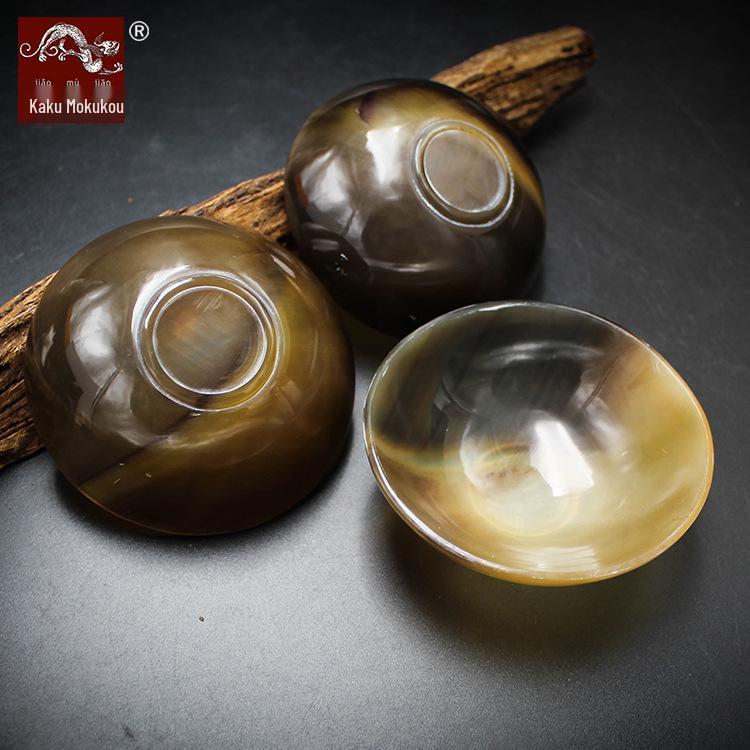 Jiaomu Jiao Ox Horn, Yak Horn Gua Sha Bowl & Plate Set - Small Dipping Sauce Dish