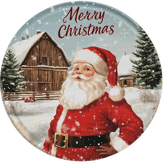 Round Metal Sign Fantasy Christmas Tree Vintage Sign Christmas Retro Tin Sign for Kitchen Garden Yard Bedroom Club Home Decor 8 Inch 8x8 INCH