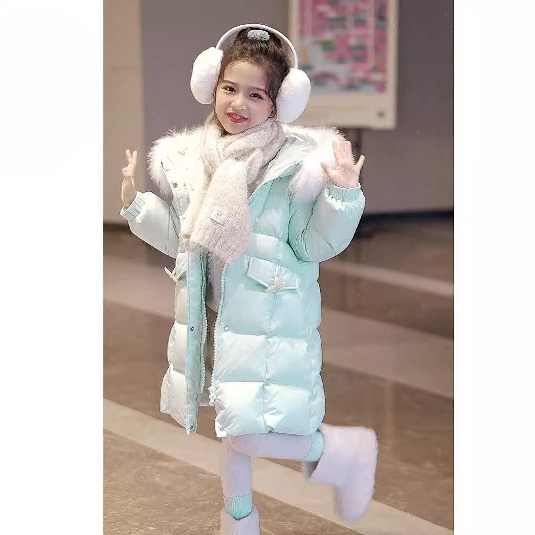 

Модная хлопковая одежда для девочек, детская пуховая хлопковая одежда, зимние хлопковые куртки 120cm синий