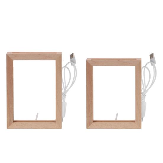 Light-up Photo Frame LED Glowing Picture Stand Lighted Wooden Picture Frame Desk Light for Home Bedroom Living Room Decor