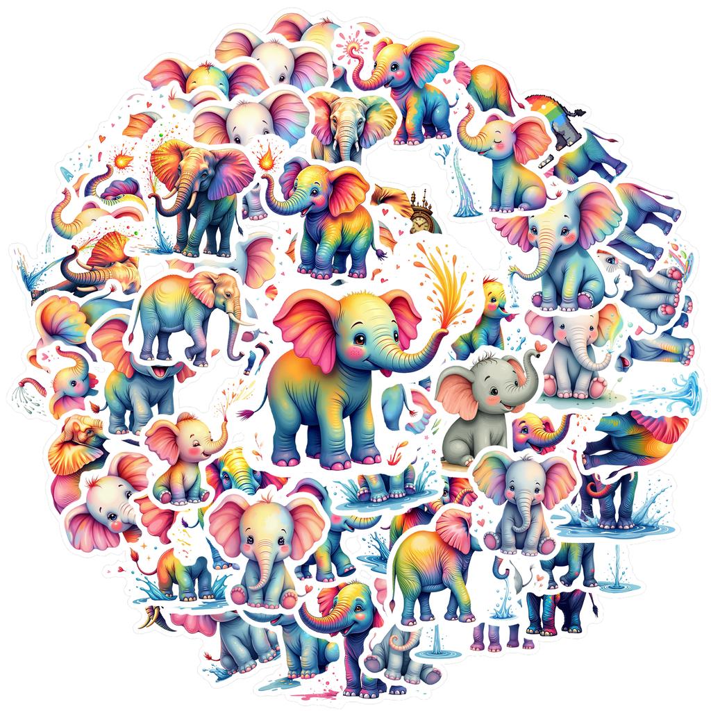 35pcs-70pcs Decals  multicolor Vinyl Stickers Elephant Stickers Animal Stickers for  instrument decoration suitcase decoration
