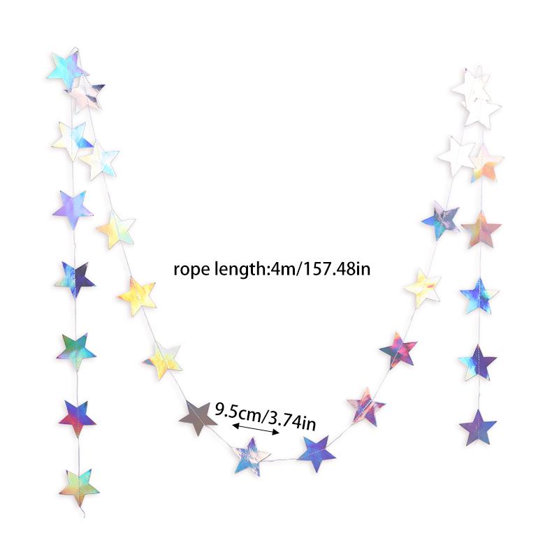 Srebrny papierowy girlanda w kształcie gwiazdy na urodziny dziecka, dekoracja ślubna, bożonarodzeniowy baner na ścianę, dla dziewczynki, chłopca, baby shower