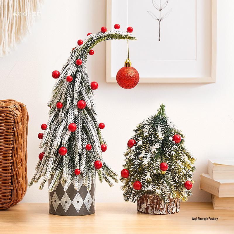 Small Crooked Neck Christmas Tree Ornament for Desktop Decoration