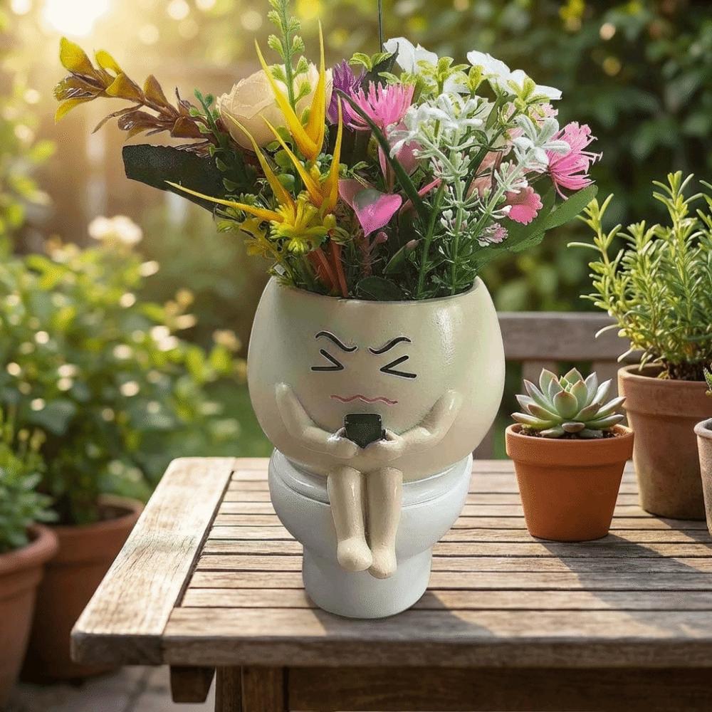 Cartoon Flower Planter Resin Plant Cultivation Pot Table Decor Plant Growing Container Office