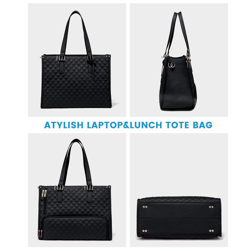 Lunch Tote Bag for Women 15.6 Inch Insulated Quilted Computer Tote Large Capacity Work Purse with Wallet Women Work Bag Laptop