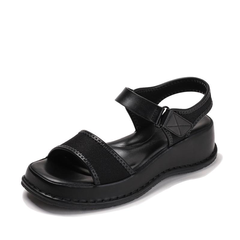 One word with Velcro open-toe fashion casual Roman shoes summer new versatile wedge heel platform sandals women