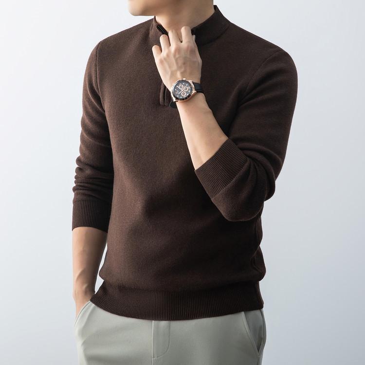 Men's Thickened Plus Velvet Zipper Pullover Knitwear - Autumn/Winter Casual Fashion Long Sleeve