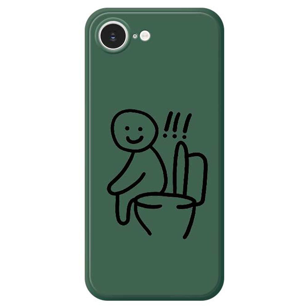 For iPhone 16e Case Sitting on the Toilet Pattern Printing Straight Edge TPU Phone Back Cover