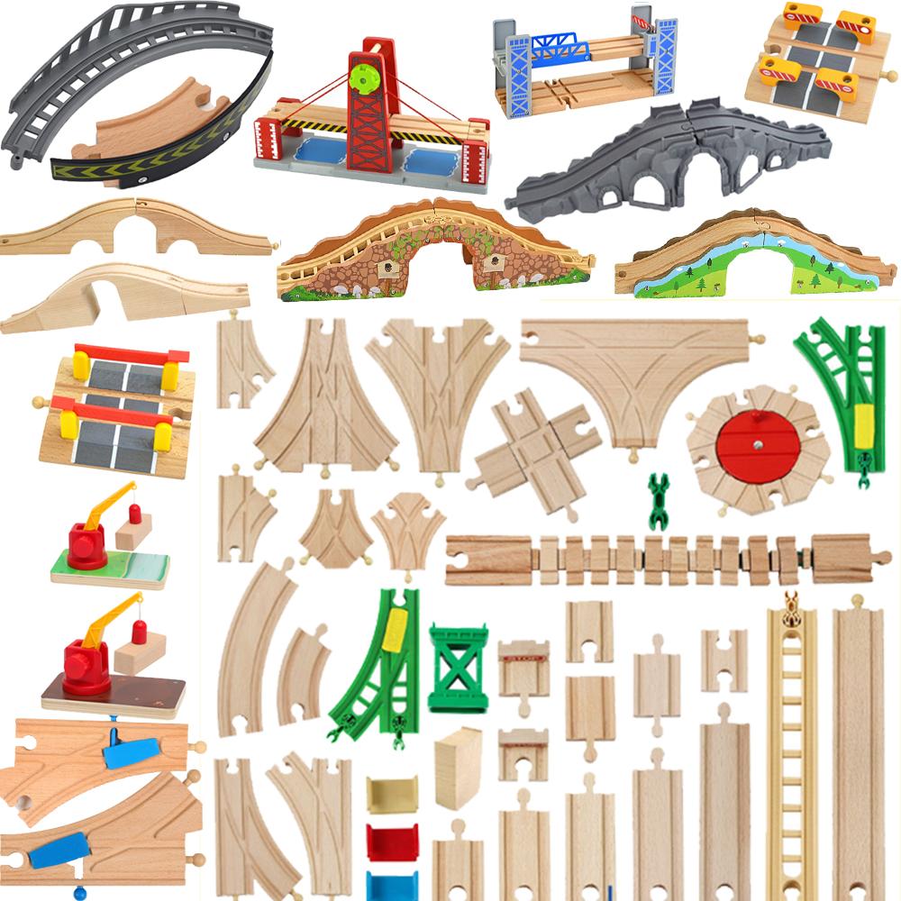Kinds Of Wooden Track Accessories Beech Wood Railway Train Track Connector Toys Fit Biro All Brands Wooden Tracks Lights Toys