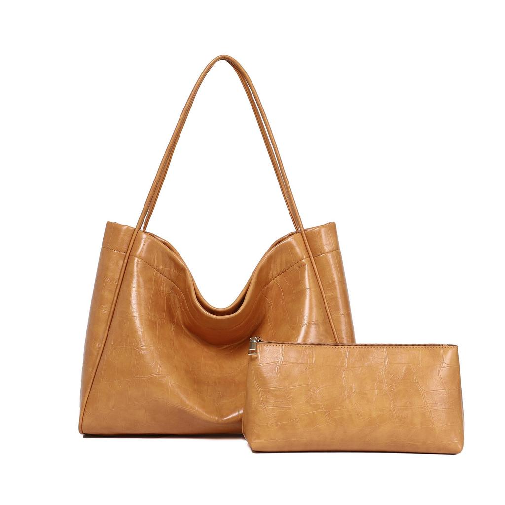New Korean Version Simple and Versatile Hand-held Shoulder Bag, Retro Commuting Large Capacity Mother and Child Tote Bag