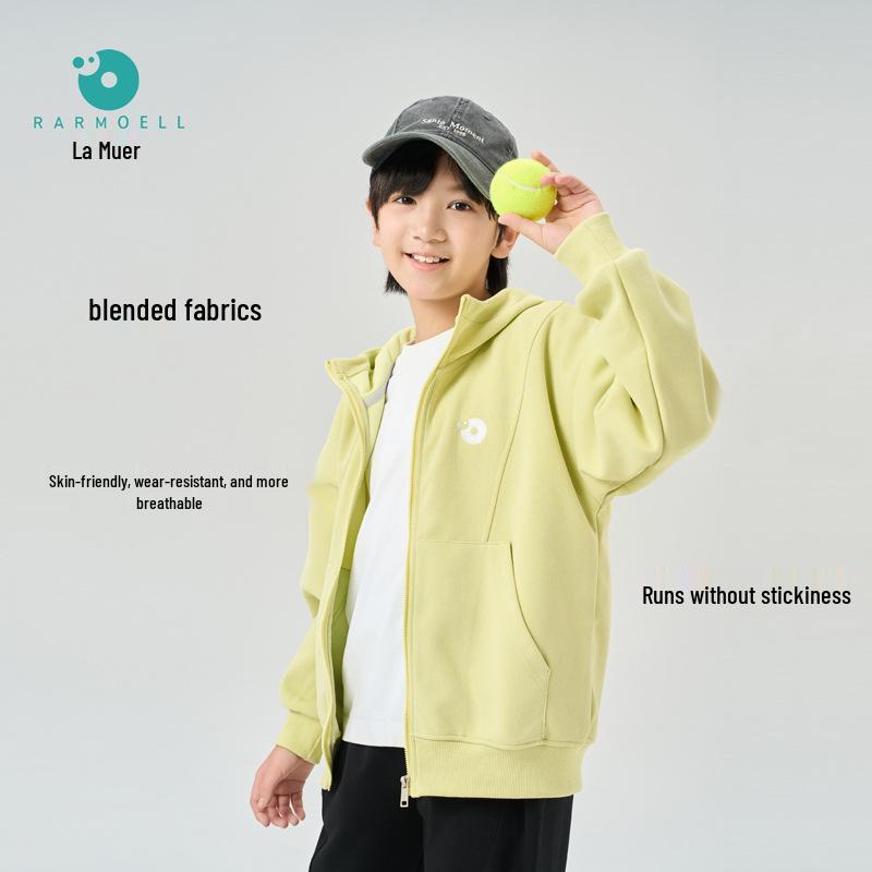 Autumn Children's Hooded Zip-Up Cardigan - Boys' & Girls' Casual Knitted Jacket, Versatile Hua Cotton Wear