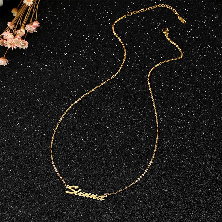 18K Gold Plated Non-tarnish Stainless Steel Custom Name Necklace Personalized Script Nameplate Jewelry for Women Gift