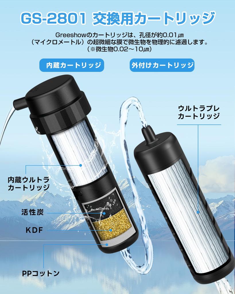 Greeshow Portable Water Purifier Replacement and External Filter Disaster Prevention Electric Water Purifier Outdoor Filter Camping Equipment