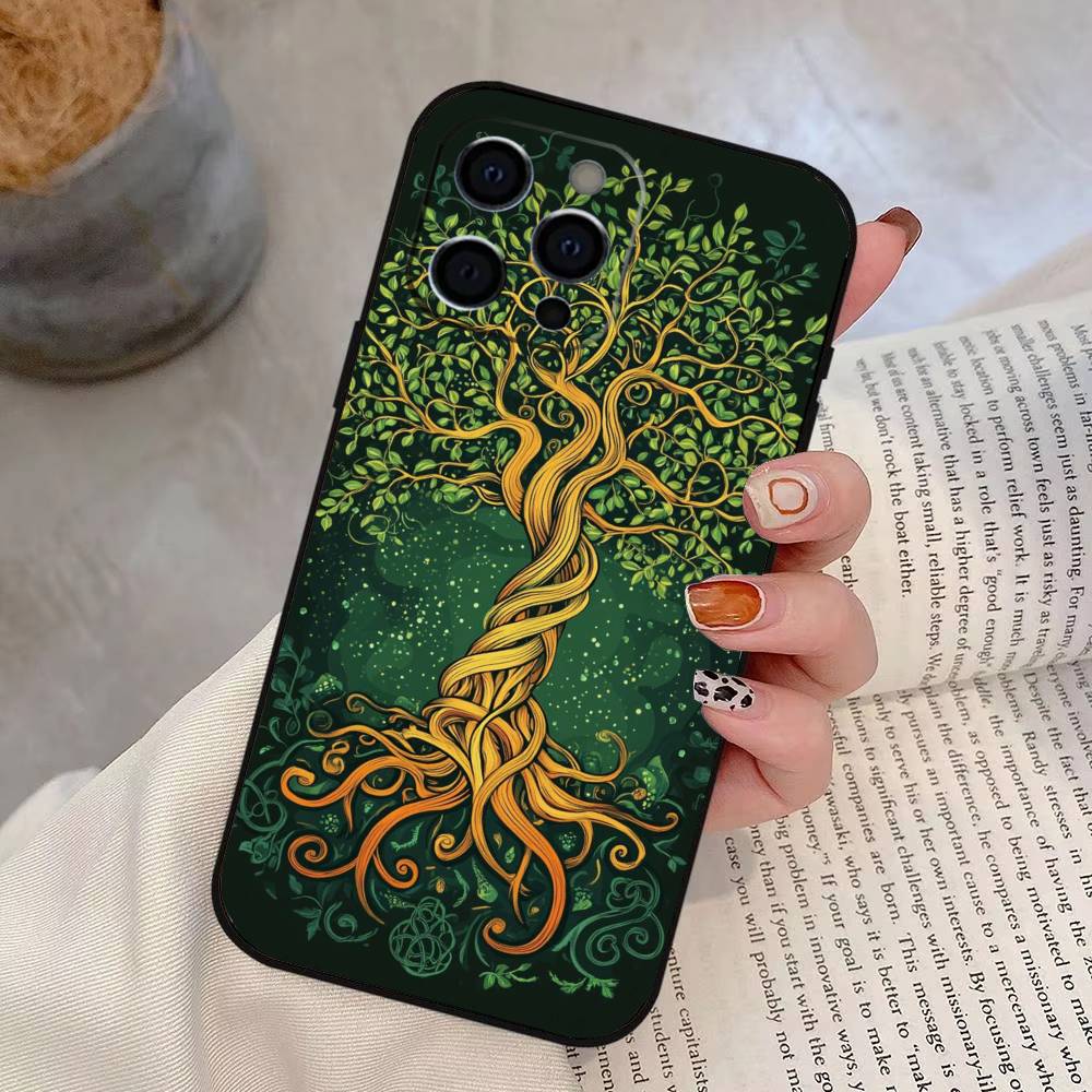 

Tree of life Yggdrasil Phone Case For iPhone 17, 16,15,14,13,12,11 Plus,Pro Max, Others Soft Black Cover iPhone16Pro