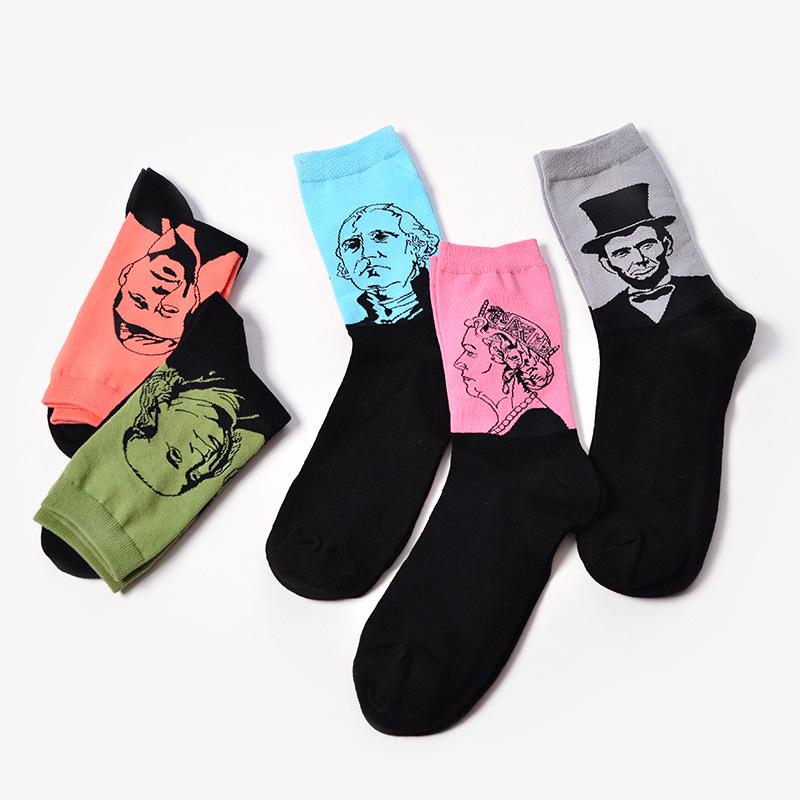 Men Socks Abstract Oil Painting Art Socks Cotton Wedding Socks Novelty Pattern Casual Crew Socks