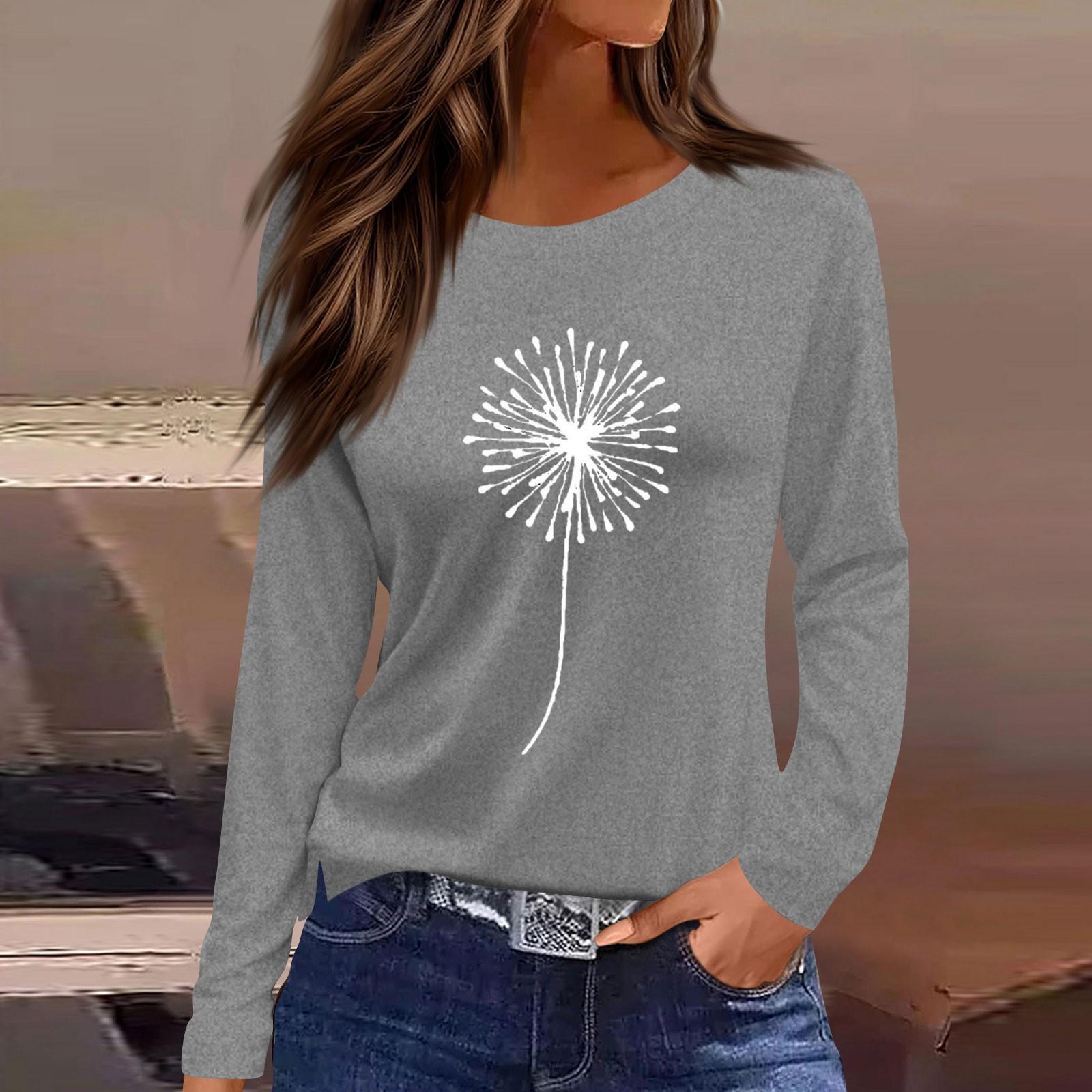 

Женская модная повседневная блузка с длинным рукавом и круглым вырезом, пуловер с принтом XL