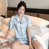 Blue Leopard Women's 3pcs Pajamas Y2k Fashion Female Trendy Sleepwear New Autumn Casual Nightgown