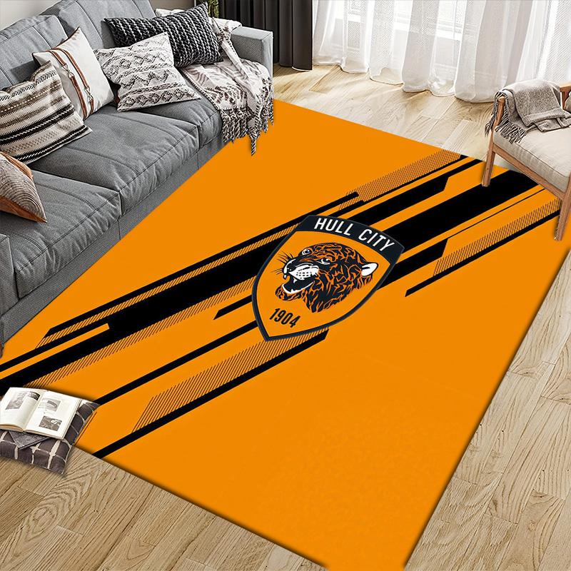 Hull City AFC Flannel Pattern Square Carpet,Area Rug,Carpet Rug for Living Room Bedroom Sofa Playroom Decor,Non-slip Floor Mat