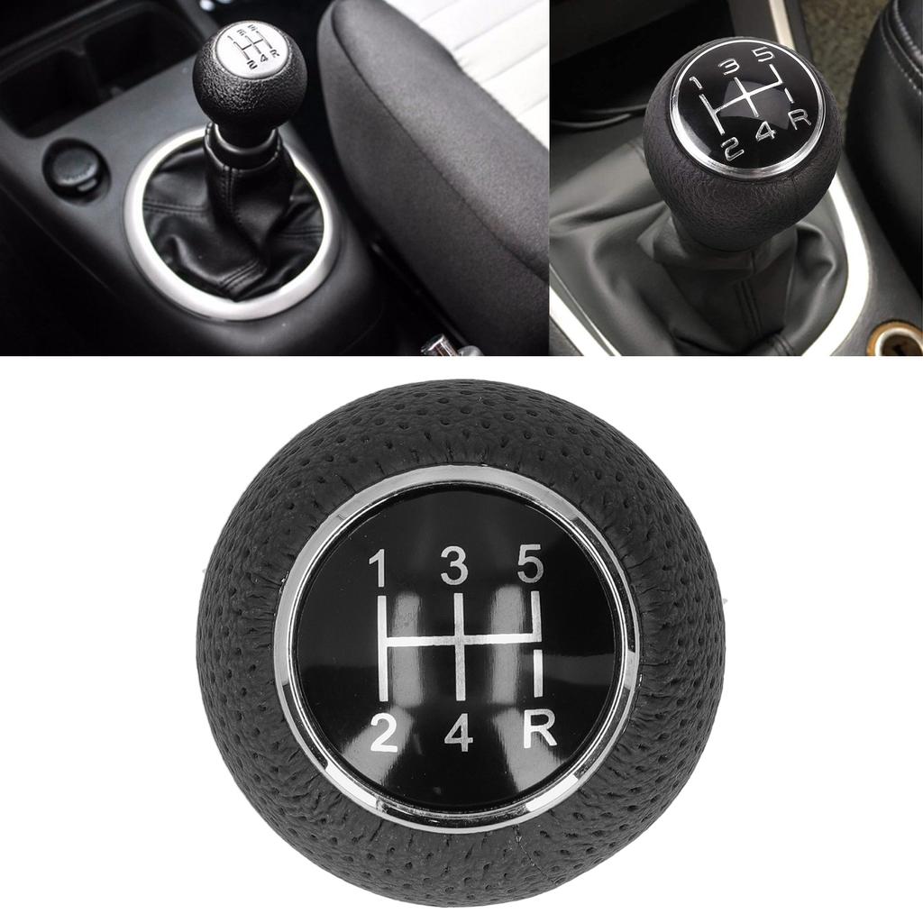 5 Speed Gear Shift Knob Genuine Leather Shifter Stick with Adapter Screw Hex Wrench Universal