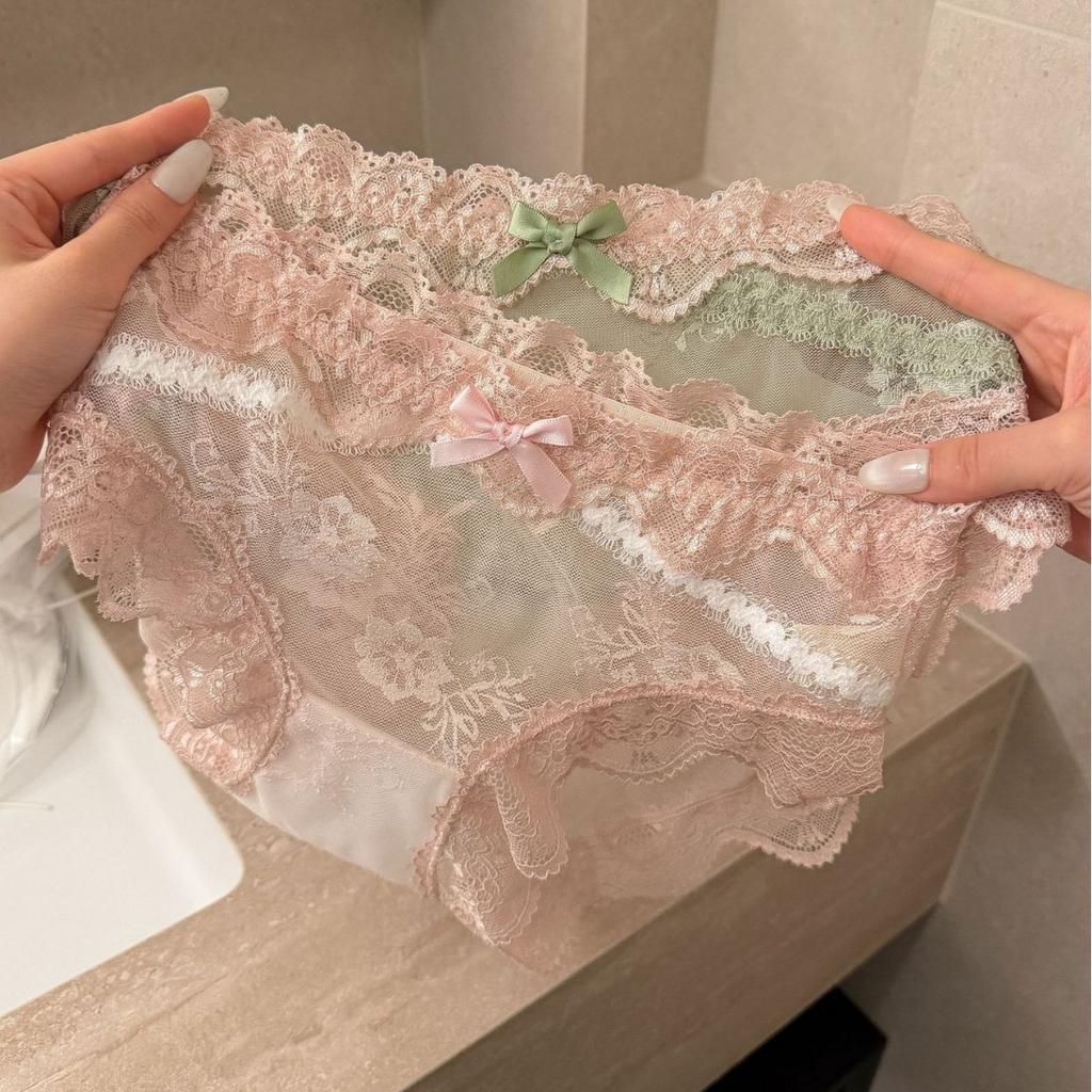 Big Size Lady Summer New Style Pure Desire Sexy Lace Pure Cotton File Breathable Low Waist Briefs