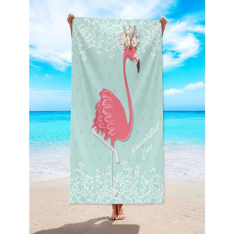 Microfiber Beach Towel Featuring a Flamingo Design, Perfect for Swimming, Camping, And Travel