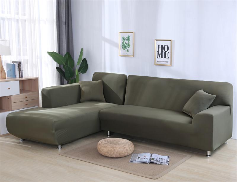 Elastic Solid Color White Sofa Covers for Living Room Corner Couch Cover L Shaped Chaise Longue Chair Slipcovers 1/2/3/4 Seater