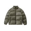Chaqueta de Plumas con Cuello Alto Bordado, Manga Larga, Sin Capucha, Estilo Coreano, Cremallera, Chaqueta Unisex, Color Verde CHXDNF23A057L-GRD